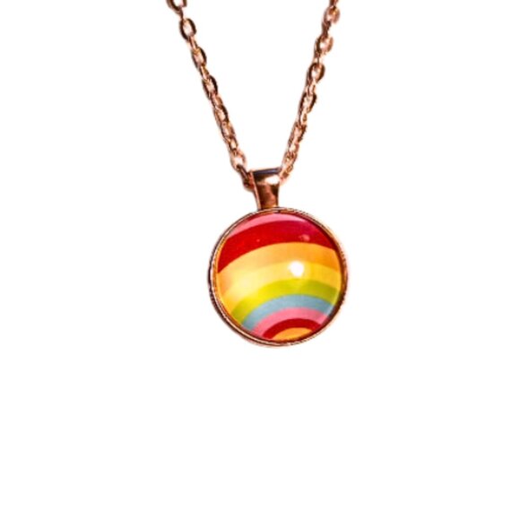 Rose Gold Rainbow Pride Necklace - Picture 3 of 4